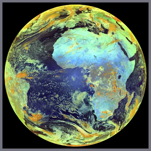 Satellite image of the Earth showing Africa and Europe