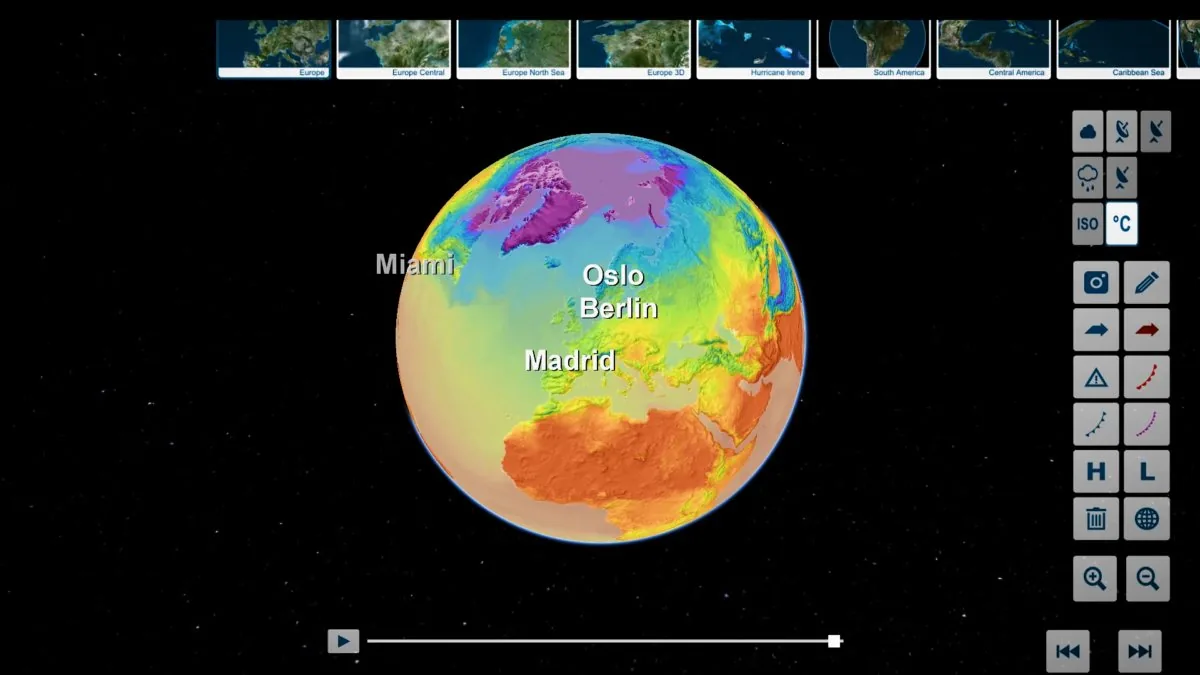 Earth globe weather temperature visualization